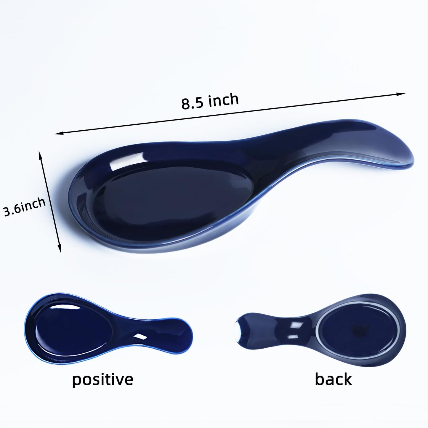GDCZ Porcelain Spoon Rest - Large Spoon Holder Utensil Rest for Kitchen Counter Stove Top, Navy