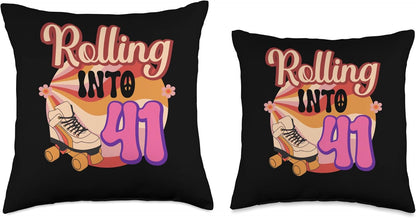 In-line Skates Towards 1985 Rolling Into 41 Throw Pillow, 16x16, Multicolor