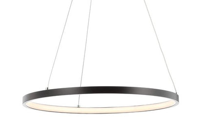 JONATHAN Y 15.75" Matte Black Modern Integrated LED Pendant Light, Dimmable Round Hoop Chandelier for Kitchen Island, Dining Room, Adjustable Height Metal Hanging Light JYL7202A