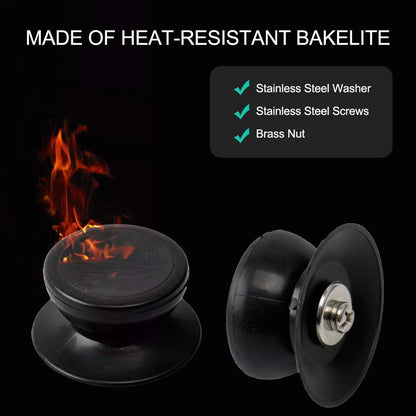 uxcell 2pcs Lid Knobs for Pans Pots - Heat Resistant Plastic Knob Handle for Kitchen Bakeware (Black)