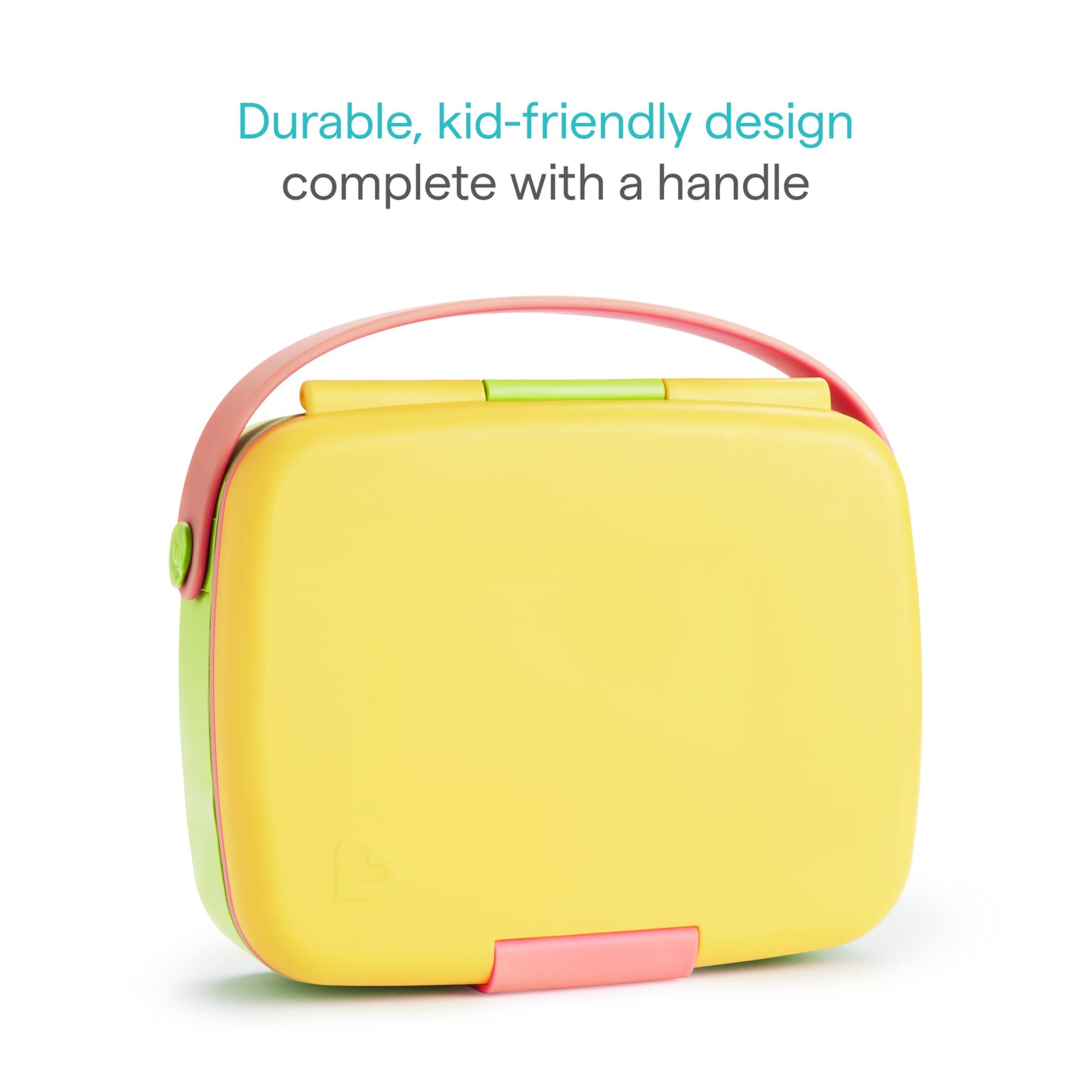 Munchkin Lunch Bento Box for Kids and Toddlers, Includes Stainless Steel Utensils, BPA-Free, 18 Months and Up, Pink/Green/Yellow
