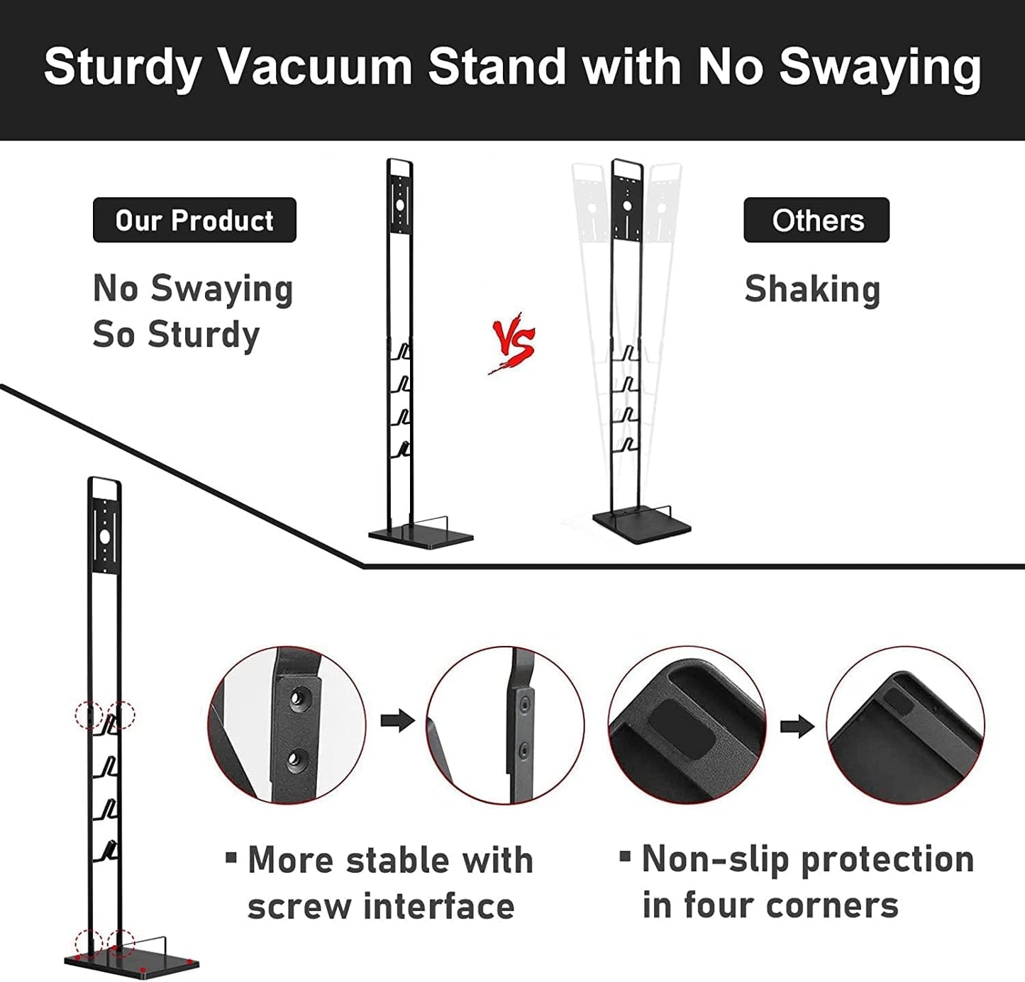 Foho Vacuum Stand for Dyson V15 V11 V10 V8 V7 V6, Metal Storage Bracket Holder for Handheld Vacuum Cleaners