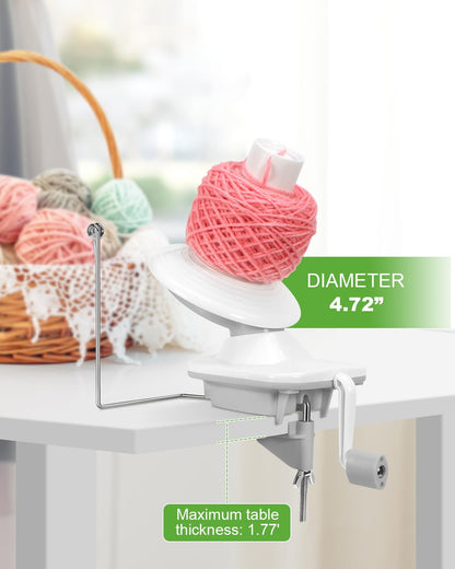 Light-Grey Yarn Winder for Crocheting - Hand-Cranked Yarn Ball Winder - Neat Yarn Cake Winder - Yarn Spinner Roller - Crochet and Knitting Accessories