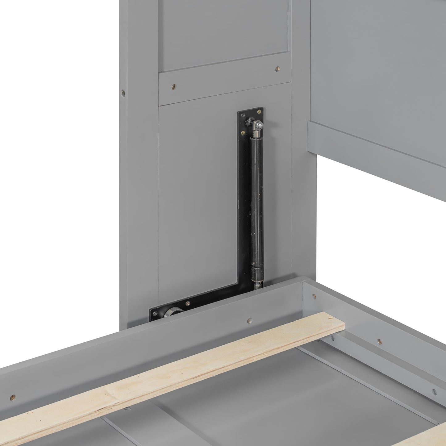 Murphy Bed Queen Size,Murphy Bed with Top Cabinets & Wine Rack,Space-Saving Hideaway Wall Foldable Bed w/Dual Piston Metal Folding Mechanism,Bedroom Folding Bedframe for Guest Room,Gray