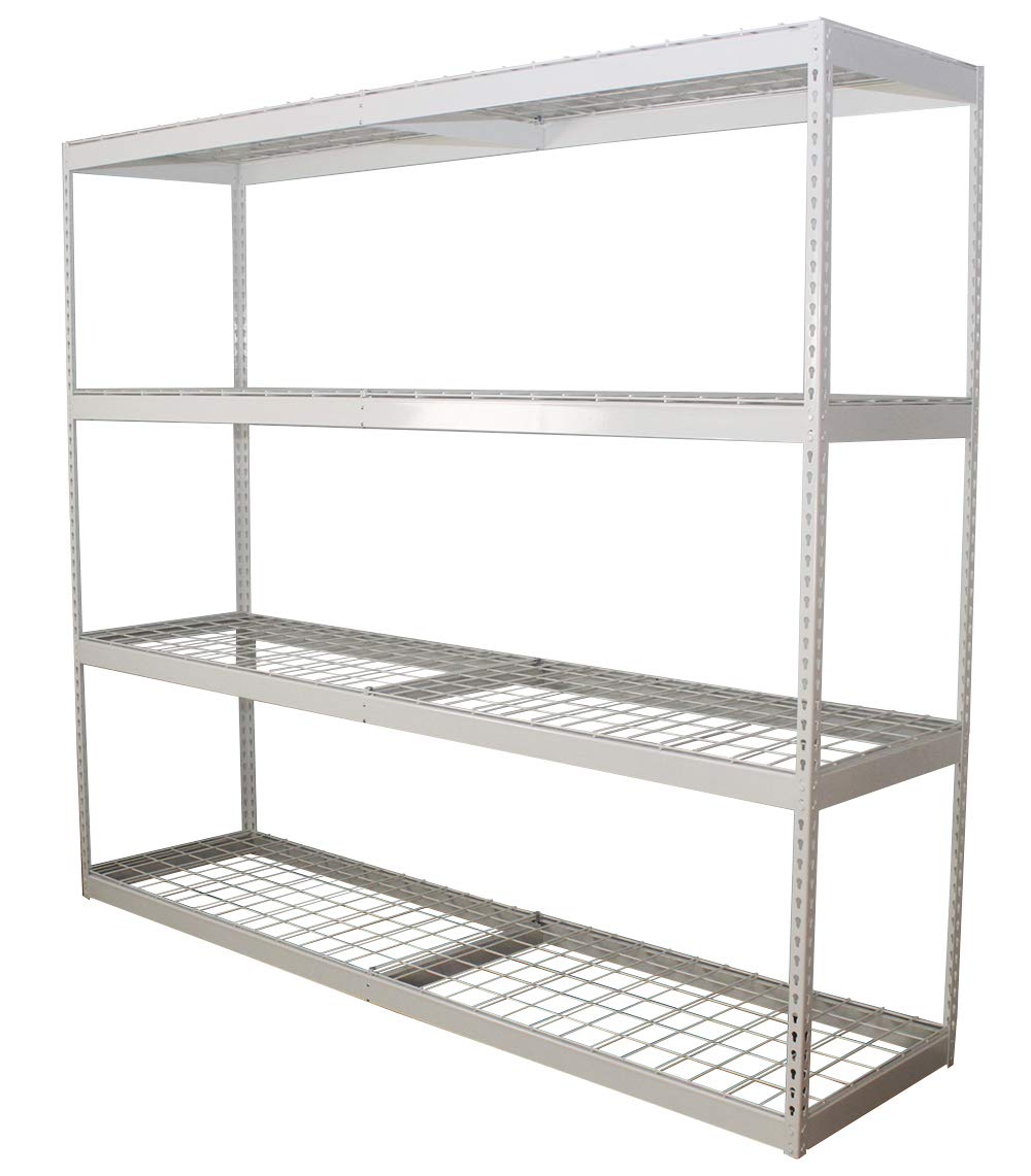 MonsterRax 24"x92"x84"Garage Shelving - Hammertone Bolted Shelving Rack - 500 Pounds Per Shelf High Grade Steel (24"x92"x84", White)