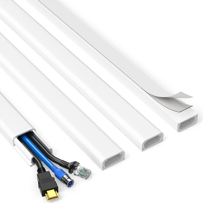 Delamu TV Cord Hider, 62.8in Cable Hider, Cord Covers for Wires on Wall, Wire Covers for 2-3 Cords, Wire Hiders for TV on Wall, Easier Setup Cable Cover Management, 4X L15.7 W0.94 H0.47in, White