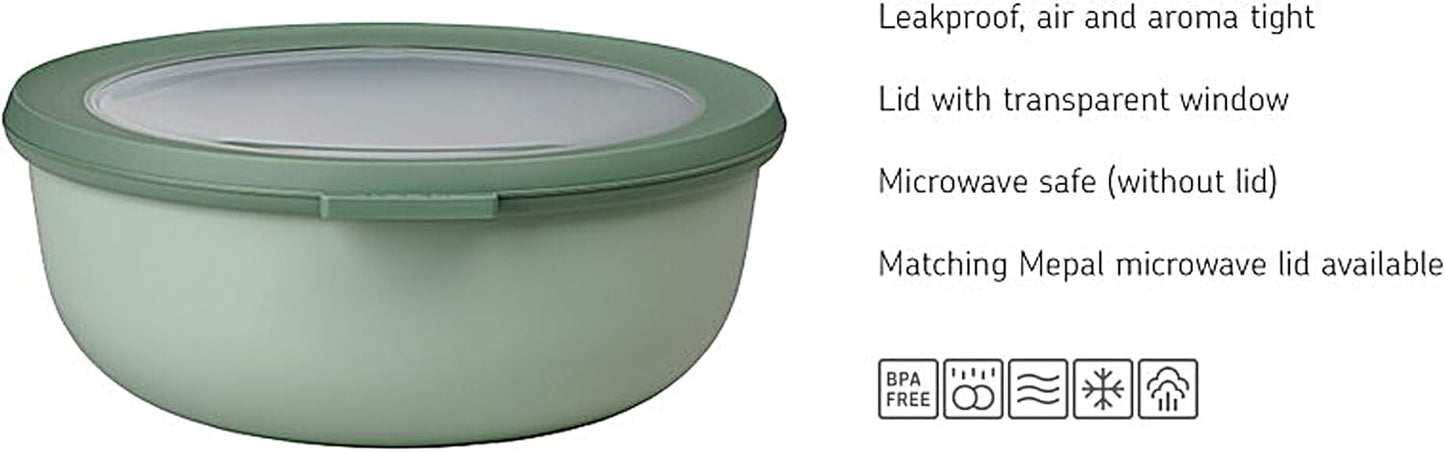Rosti Mepal Cirqula Multi Food Storage and Serving Bowl with Lid - Tall 1 Quart, Black