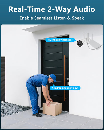 (2026 New) 4K Wireless Security Camera System Outdoor, Long Range +76% WiFi, Dual Antennas Cameras & 4-Antenna NVR, PIR Human Detection, 130° Wide Angle, 2-Way Audio, No Monthly Fee