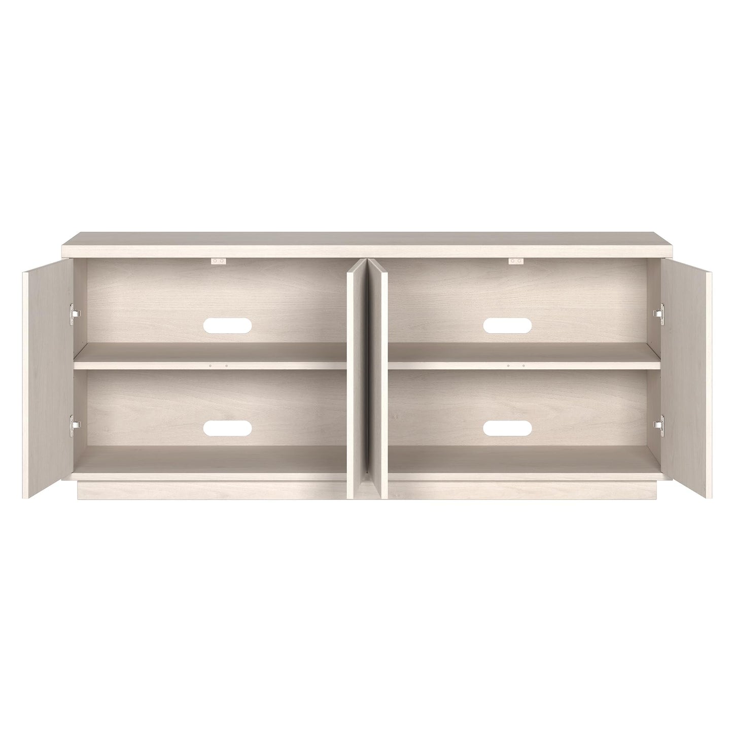 Henn&Hart Fluted TV Stand for TVs up to 65" with 2 Concealed Ribbed Storage Cabinets and Adjustable Shelves for Living Room, Family Room, or Office, Beech White