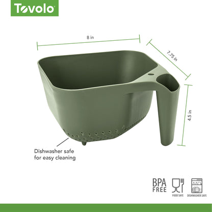 Tovolo Tovolo 3 Quart Colander BPA Free Food Safe Plastic Strainer with Handle Heavy Duty Heat Resistant Pasta and Veggies Kitchen Drainer Steam Basket Dishwasher Safe, Charcoal Gray