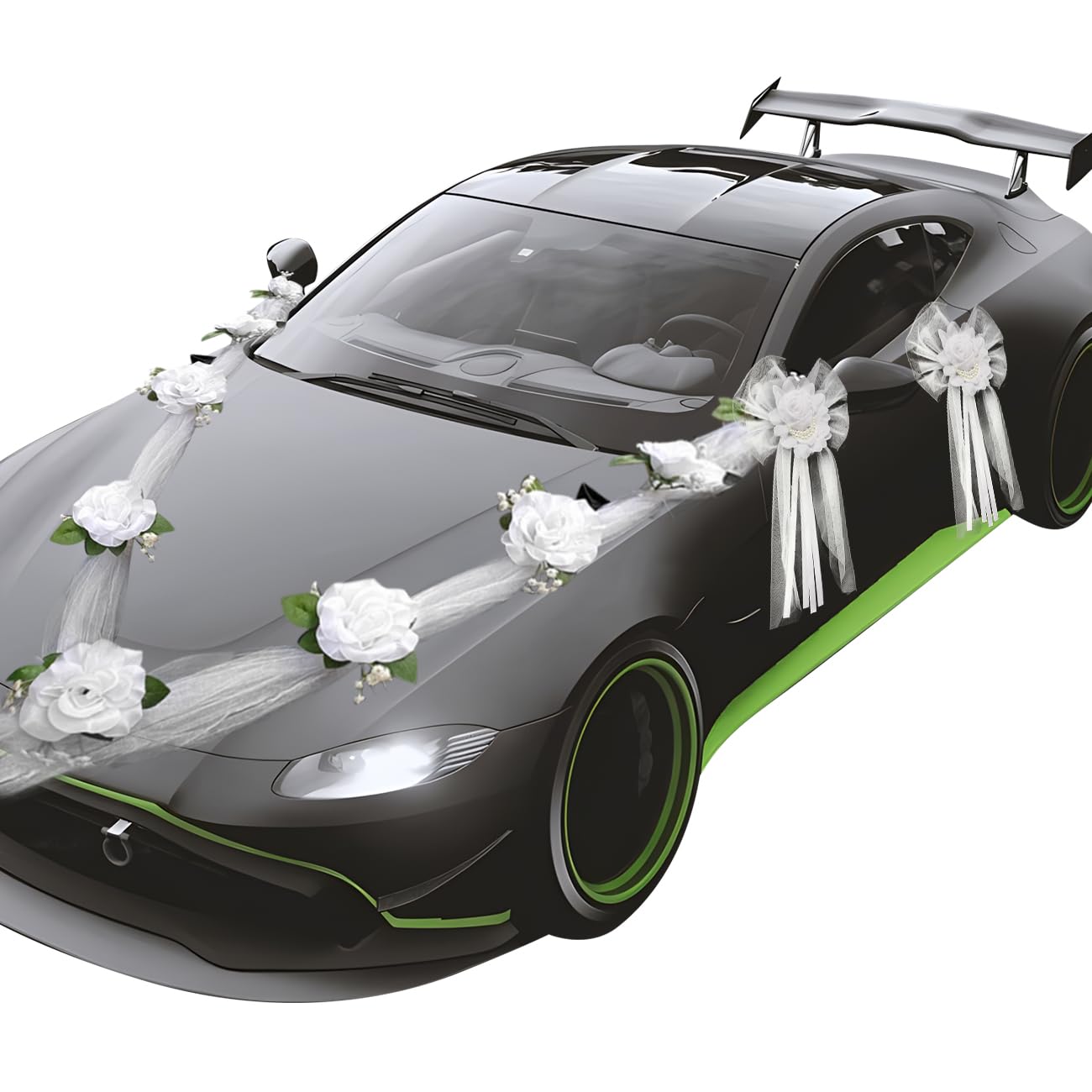 WAYUTO Artificial Wedding Car Decorations Kit - Flowers, Ribbon Bows & More for Wedding Party