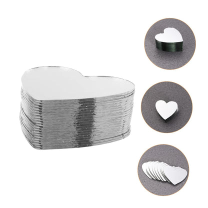 EXCEART 30Pcs Heart-Shaped Glass Mirror Tiles for DIY Craft Projects Compact Small Mirrors with Smooth Rounded Edges Safe for Handbag Storage and Makeup Vanity
