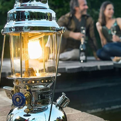 Petromax HK500 Pressurized Lantern, 500 Candlepower with 1 Quart Kerosene Tank for Home, Camping or Emergency Lighting, Hand Assembled High Pressure 400 Watt Lamp, Chrome