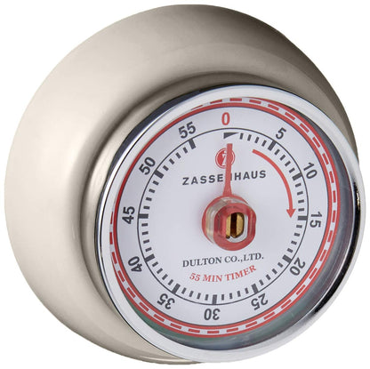 Zassenhaus Magnetic Retro Kitchen Timer, Classic Mechanical Cooking Timer (Black)