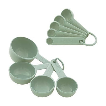 KitchenAid Universal Easy To Read Measuring Cup and Spoon Set with Soft Grip Handle for Maximum Control, Hang Hole and Nesting For Easy Storage, Dishwasher Safe, 9 Piece, Pistachio