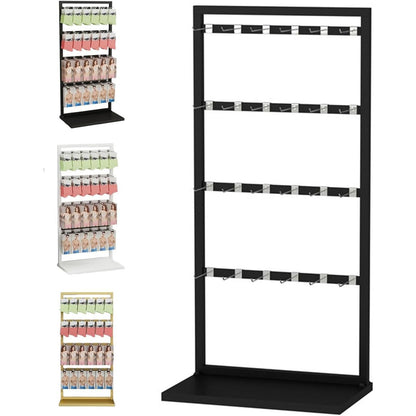 Freestanding Underwear Display Stands, Metals, Clothing Store Boutiques Retail Lingerie Garment Rack, Commercial Shelves, for Socks Bra Panties Scarves, 53in(Black)