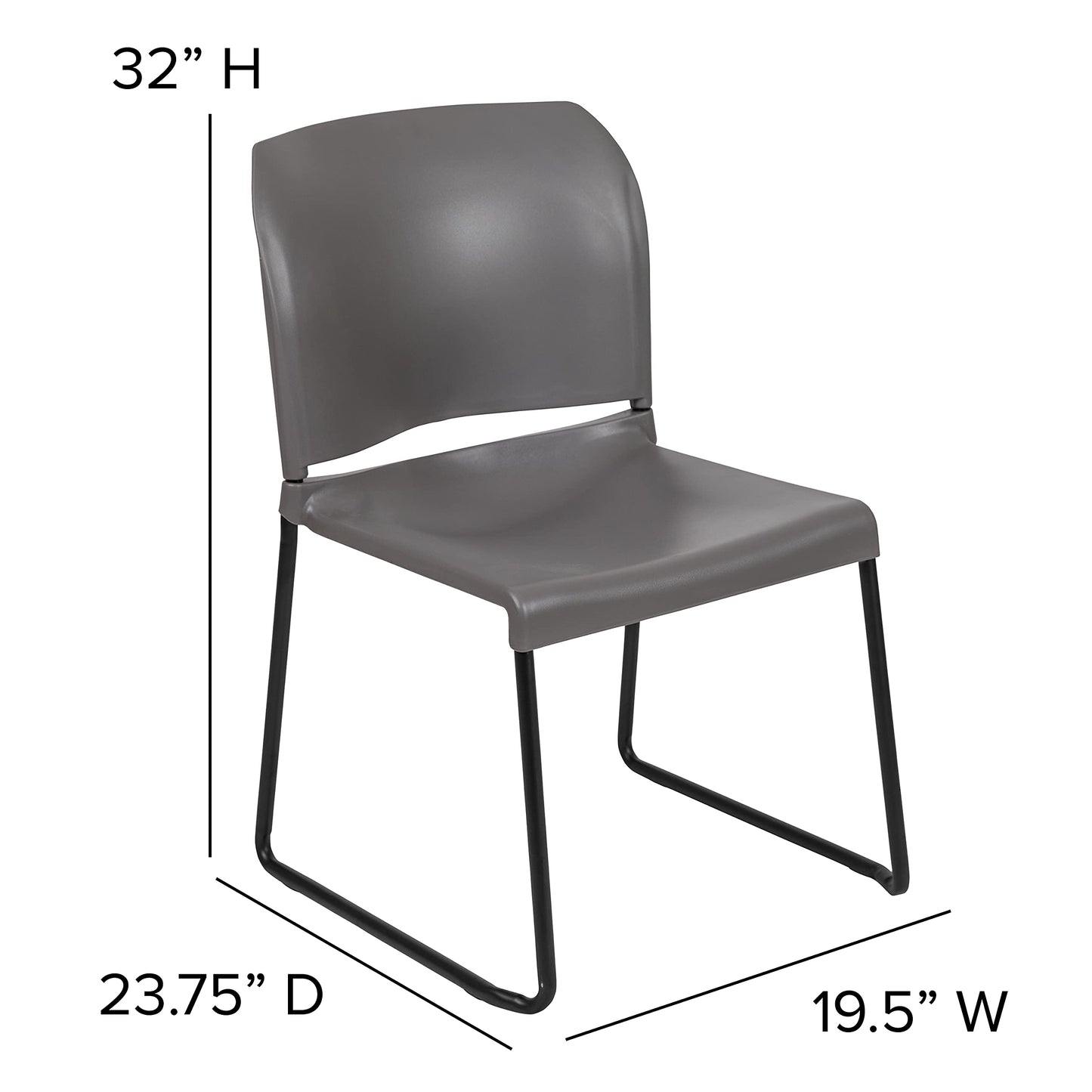 Flash Furniture Hercules Series Contoured Stacking Chairs for Waiting Rooms and Offices, Ergonomic Lobby Chairs with Curved Back, Set of 5, Gray