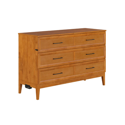 AFI, Santa Fe Queen Murphy Bed Chest with 6" Mattress & Built-in USB Charger, Light Toffee