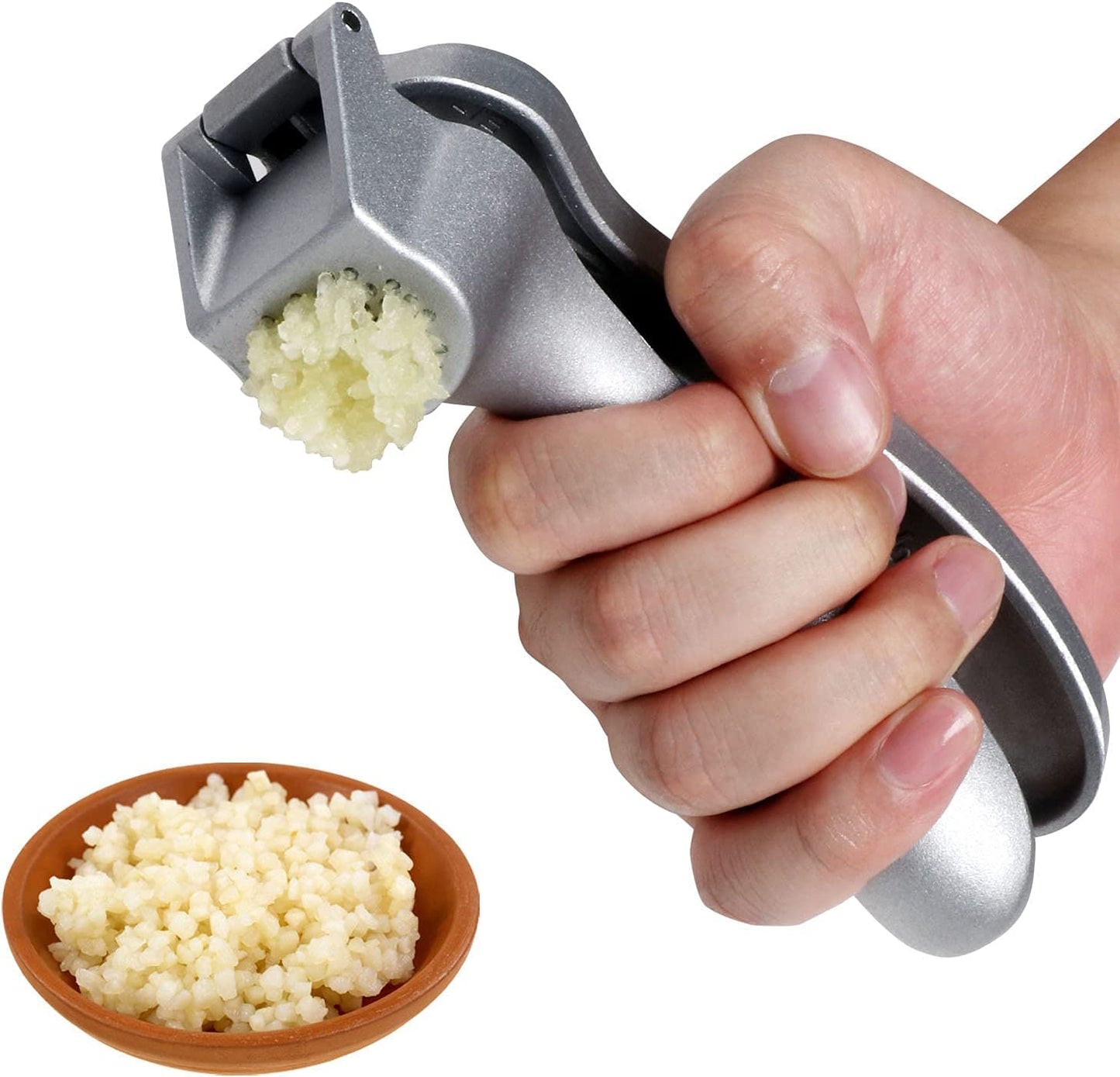 Pamperεd Chεf Garlic Press, Garlic Mincer Easy-squeeze Ergonomic Handle, No Need To Peel, Rust Proof, Professional Ginger Press & Garlic Crusher with Handy Cleaning Brush- Dishwasher Safe