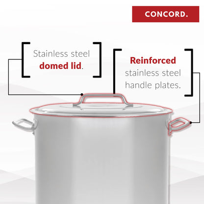 CONCORD Stainless Steel Stock Pot w/Steamer Basket. Cookware great for boiling and steaming (40 Quart)