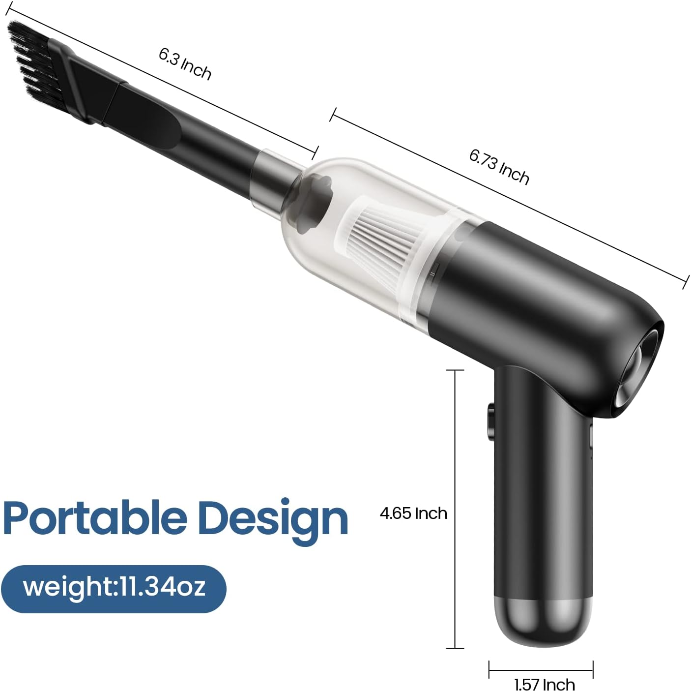 Small Handheld Wireless Vacuum with 6000 Pa High Power Suction, Portable Car Detailing Vacuum with Multi-nozzles