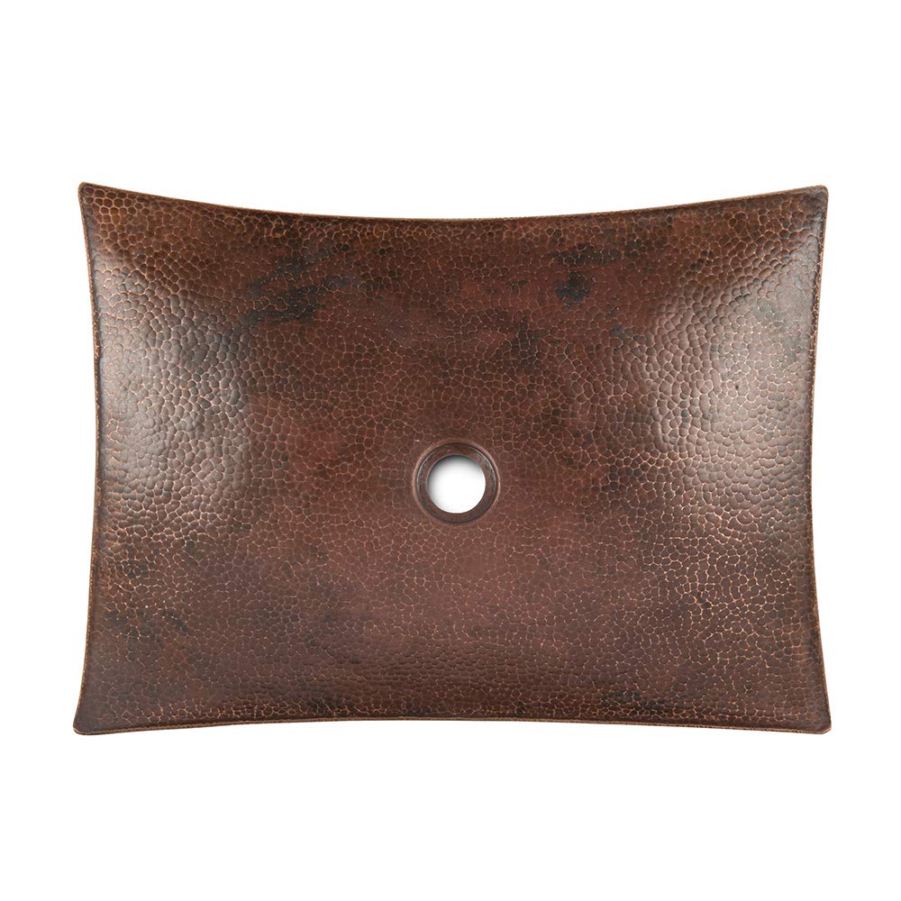 Premier Copper Products VREC18MSDB 18-inch Rectangle Modern Slope Hammered Copper Sink