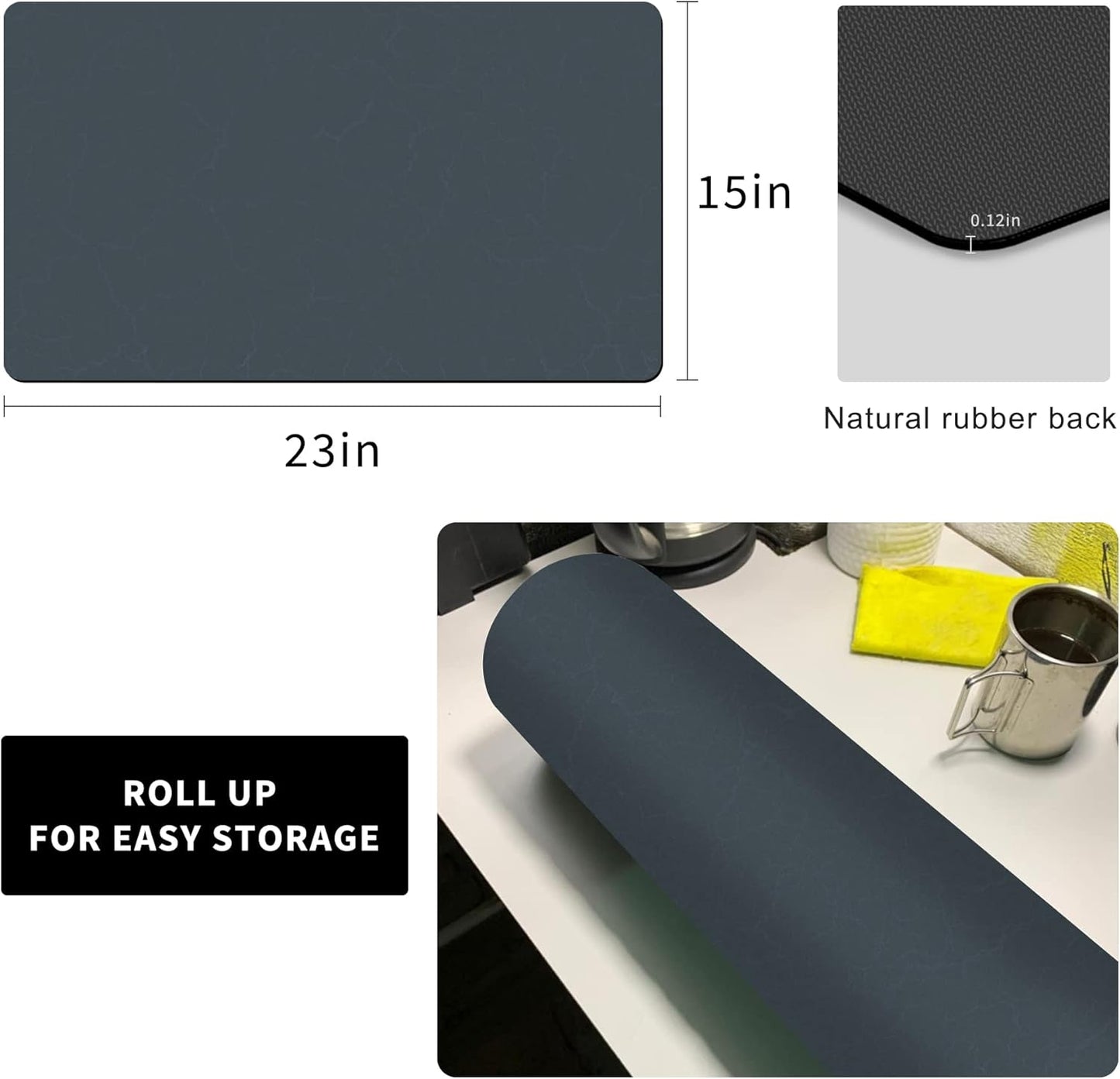 Golener Coffee Maker Rug, Coffee Bar Decor for Coffee Station, Non-slip Material Keeps Dish in Place, Marble Navy