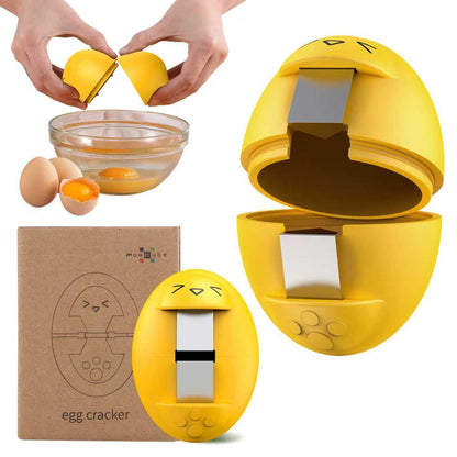 Egg Cracker, Silicone Egg Shell Opener, Cute Egg Shaped Design, Opens Eggs with Ease, A Little Happiness Boost for Your Kitchen. (Color: Yellow, 1-Pack)