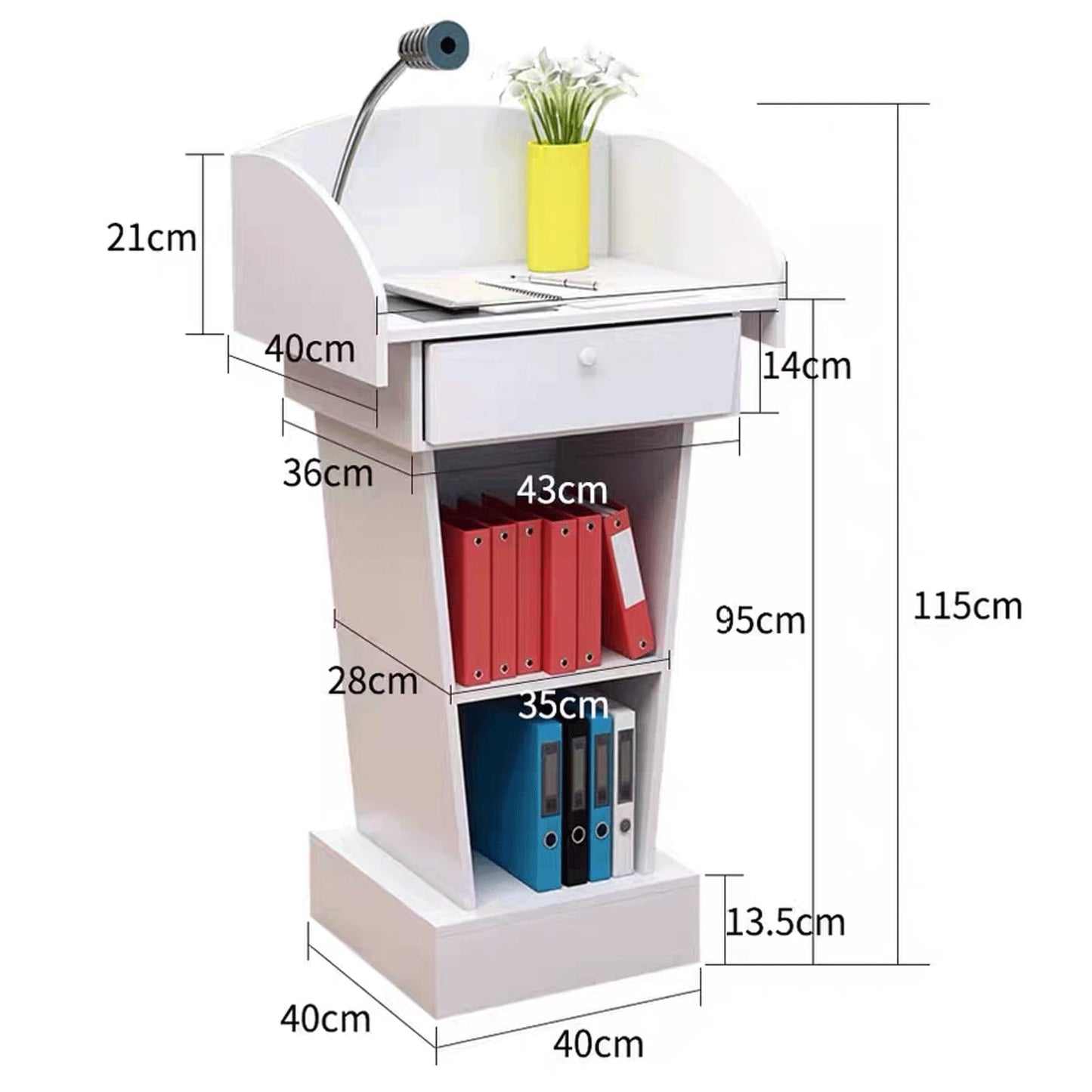 KrrNFYSG Speaking Podium Stand Wooden Lectern for Churches Floor-Standing Hostess Stand Portable Pulpit Desk Reception Podiums Table Stylish(Rojo)