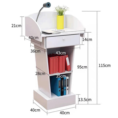 KrrNFYSG Speaking Podium Stand Wooden Lectern for Churches Floor-Standing Hostess Stand Portable Pulpit Desk Reception Podiums Table Stylish(Rojo)