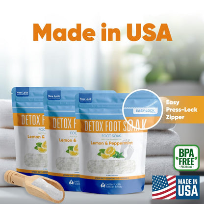 Detox Foot Soak (2 LBs) Epsom Salt Foot Soak with Lemon & Peppermint Essential Oils