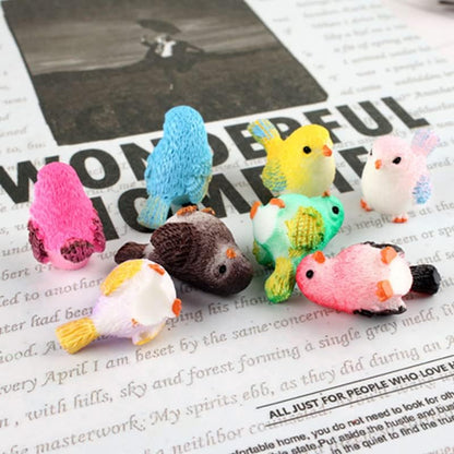 Wixine 16Pcs/Set Cute Little Bird Mini Animal Model, Miniature Landscape Ornament for Garden Bonsai