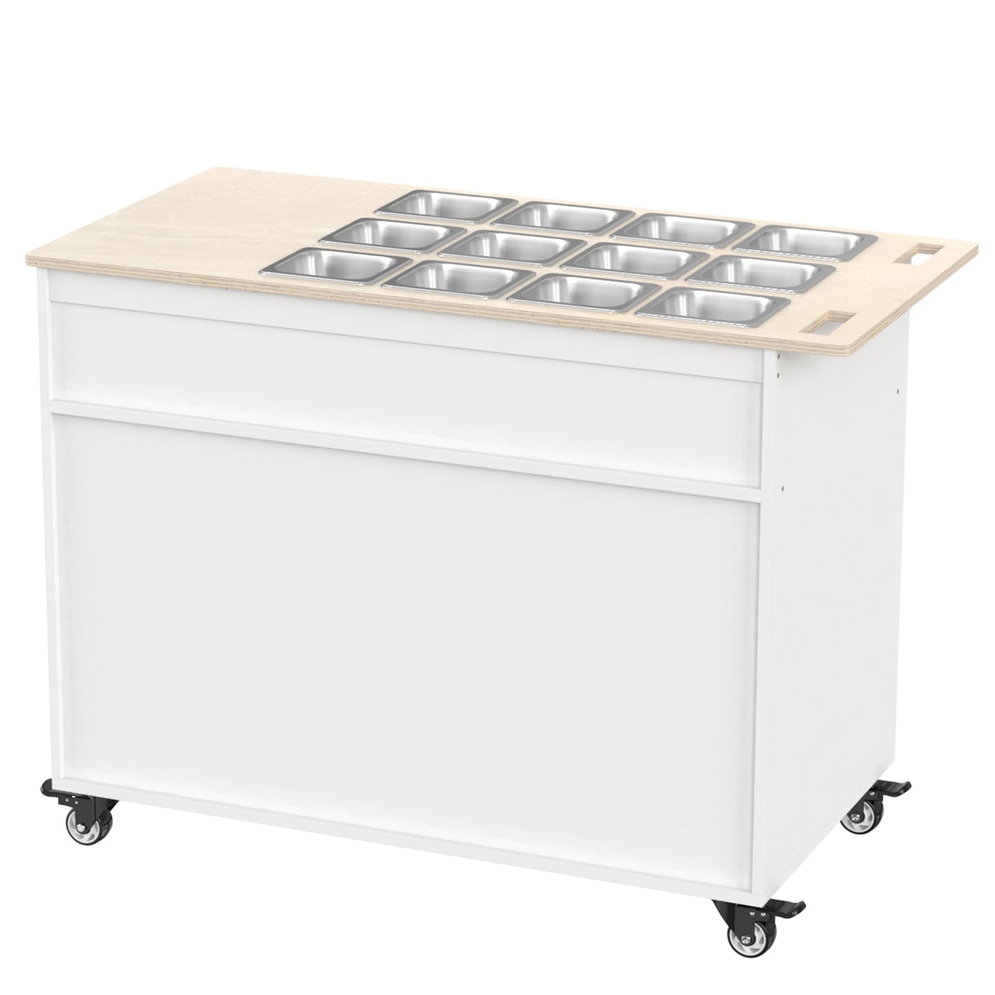 GDLF Charcuterie Cart with Stainless Steel Food Pans, Mobile Pizza Topping & Salad Bar Station, Buffet Serving Table for Home, Party & Catering