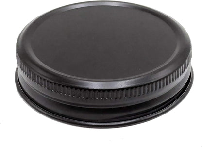 Black Rust Proof Aluminum Storage Lid with Silicone Sealing for Regular Mouth Mason Ball Canning Jars, 6 Pack