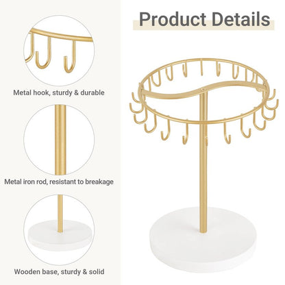 Dahey Keychain Display Stand for Vendor, Metal Bracelet Holder Organizer Hand Sanitizer Keychain Display with 22 Hooks Storage Keychains Bracelet for Study Desk Entryway Decor, Gold