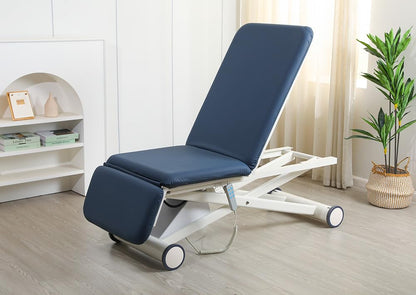 Demixson Electric Hi-Lo Physical Therapy Table, 3 Motor Medical Treatment Bed, 18”–76.3” Height, 600lb Capacity, Reversible Head, Locking Casters(Navy Blue)