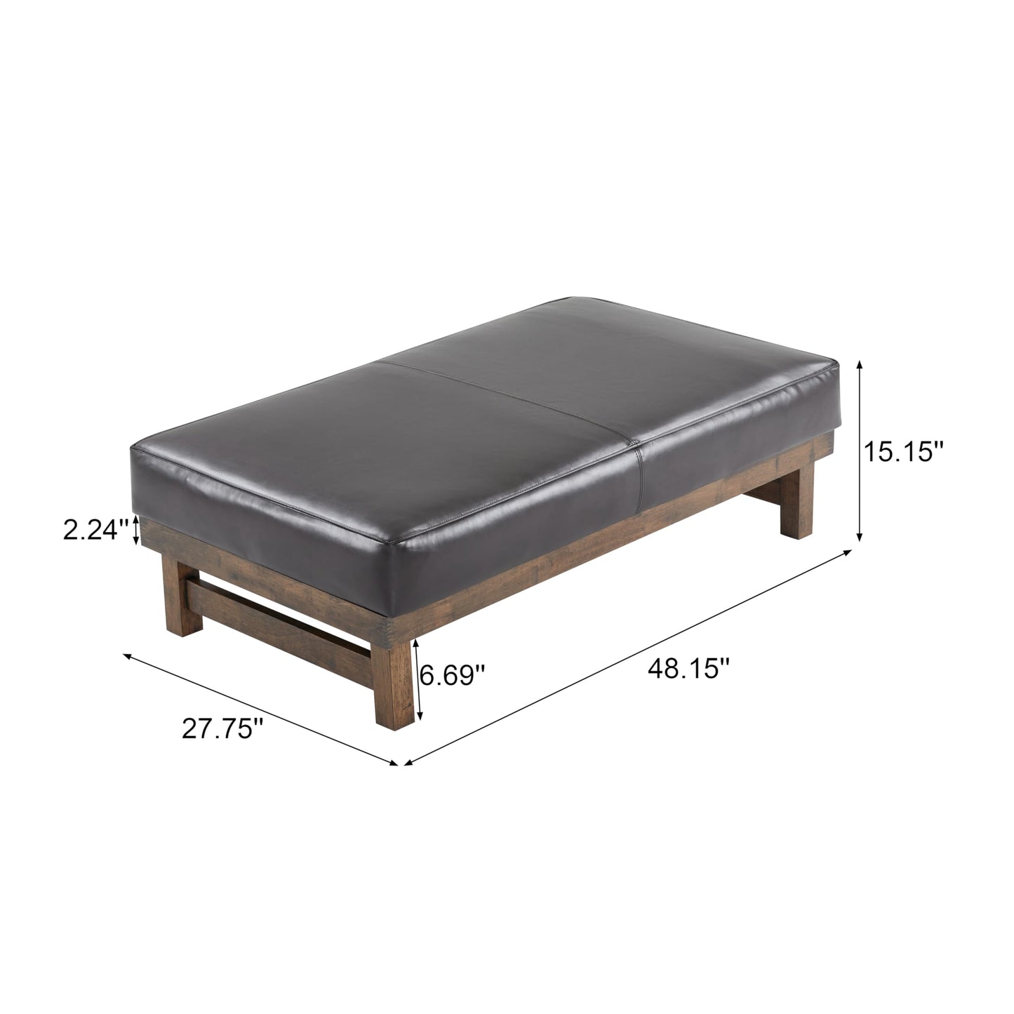 Christopher Knight Home Hillman PU Ottoman with Wood Frame,Rectangular Upholstered Footrest Bench,Non Storage Faux Leather Ottoman Bench for Living Room Bedroom Entryway Home Decor,Brown