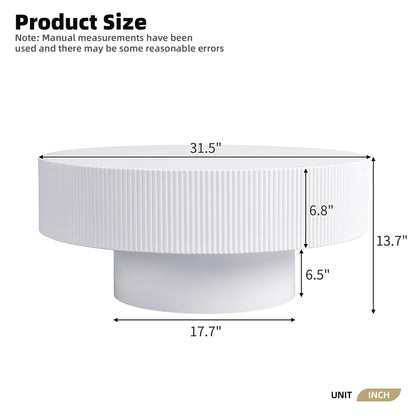 Merax Modern Round Coffee Table with Sturdy Base, Wood Sofa Center Tables for Living Room, Reception Room, Easy Assemble, White