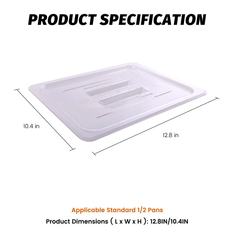 6-Pcs Food Pan Lid Half Size Clear Polycarbonate Hotel Pan Cover with handle