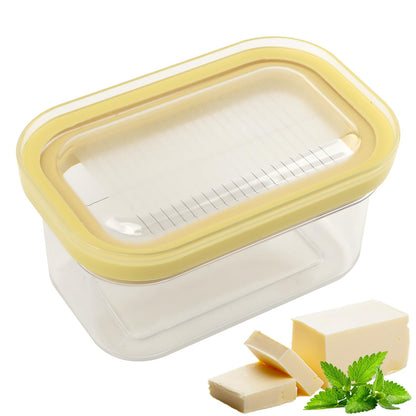 Airtight Butter Slicer Cutter and Keeper, Large Capacity 950ml Butter Keeper with Cutter Slicer For Easy Cutting & Storage, Butte-r Storage Container Dish(COLOR:Yellow)