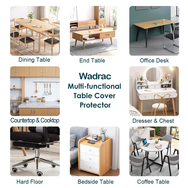 42 X 78 Inch Clear Table Protector Eco Clear Plastic Vinyl Tablecloth Rectangle Protective Desk Office Top Pad Cover Glass Wood Dining Coffee End Tabletop Protection Mat Clean Polyester Wipeable PVC
