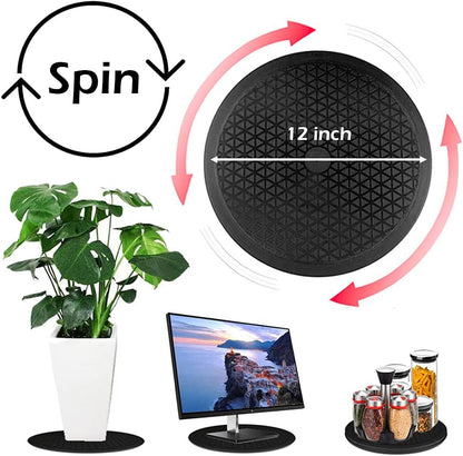 12 Inch Lazy Susan Turntable Organizer - Heavy Duty Rotating Swivel Stand with Steel Ball Bearings for Spice Cabinets
