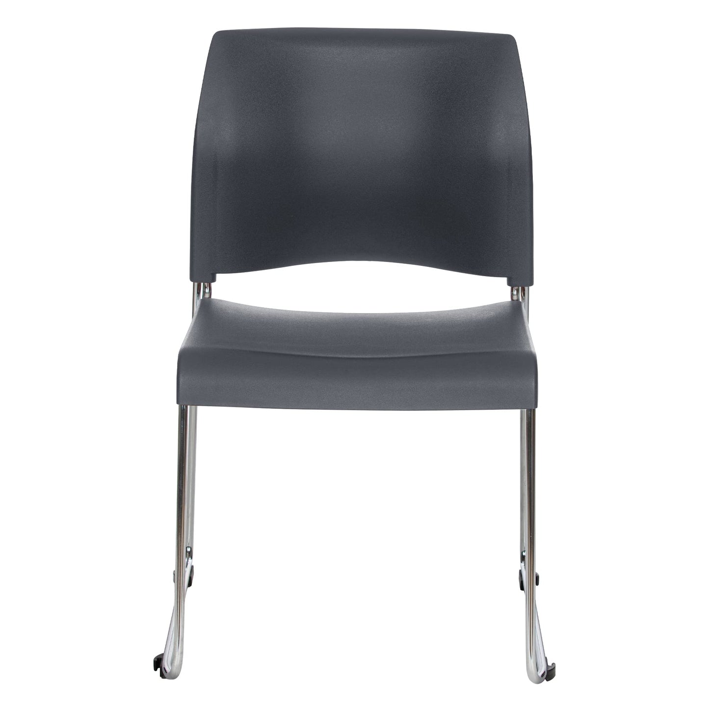 OEF Furnishings OEF8820-11-20/4 Commercial Stack Chair (Hard Plastic Seat and Back, Dark Gray, Chrome Frame, 4-Pack)