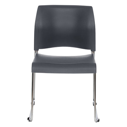 OEF Furnishings OEF8820-11-20/4 Commercial Stack Chair (Hard Plastic Seat and Back, Dark Gray, Chrome Frame, 4-Pack)