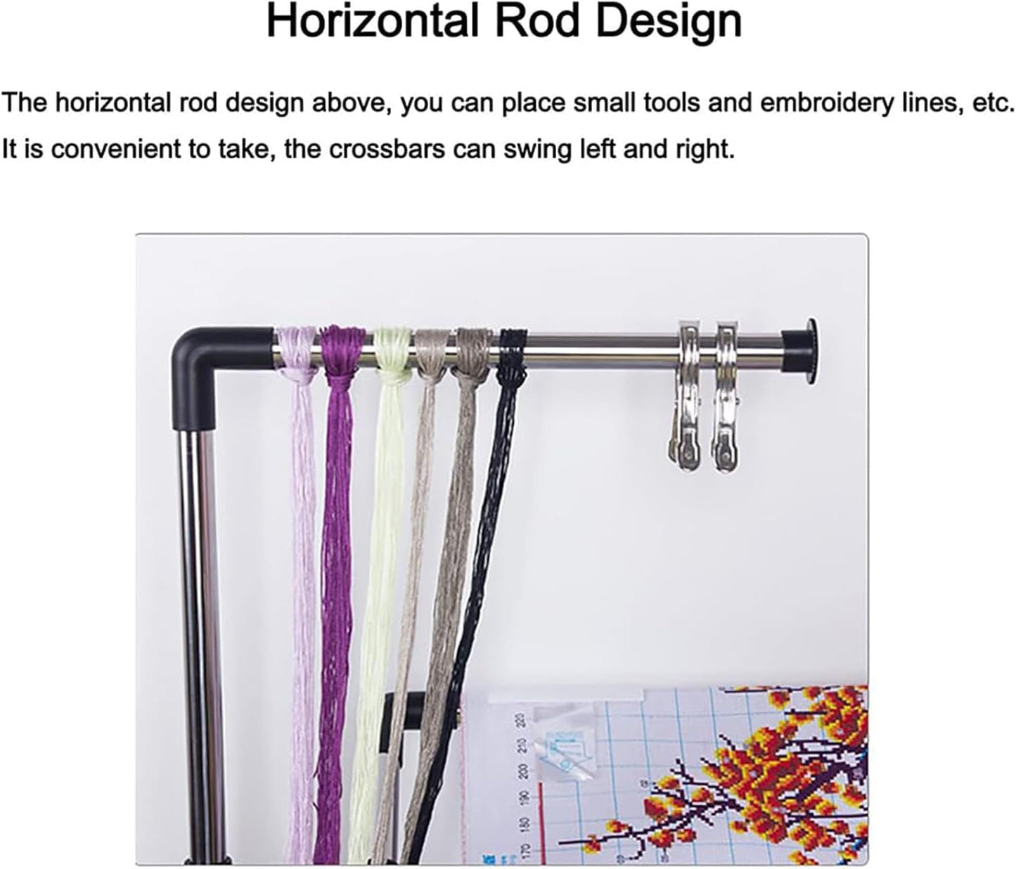 Embroidery Stand, Adjustable Cross Stitch Holder, Stainless Steel Floor Frame ,with Pulley ,for Cross Stitch, Craft, and Sewing Projects