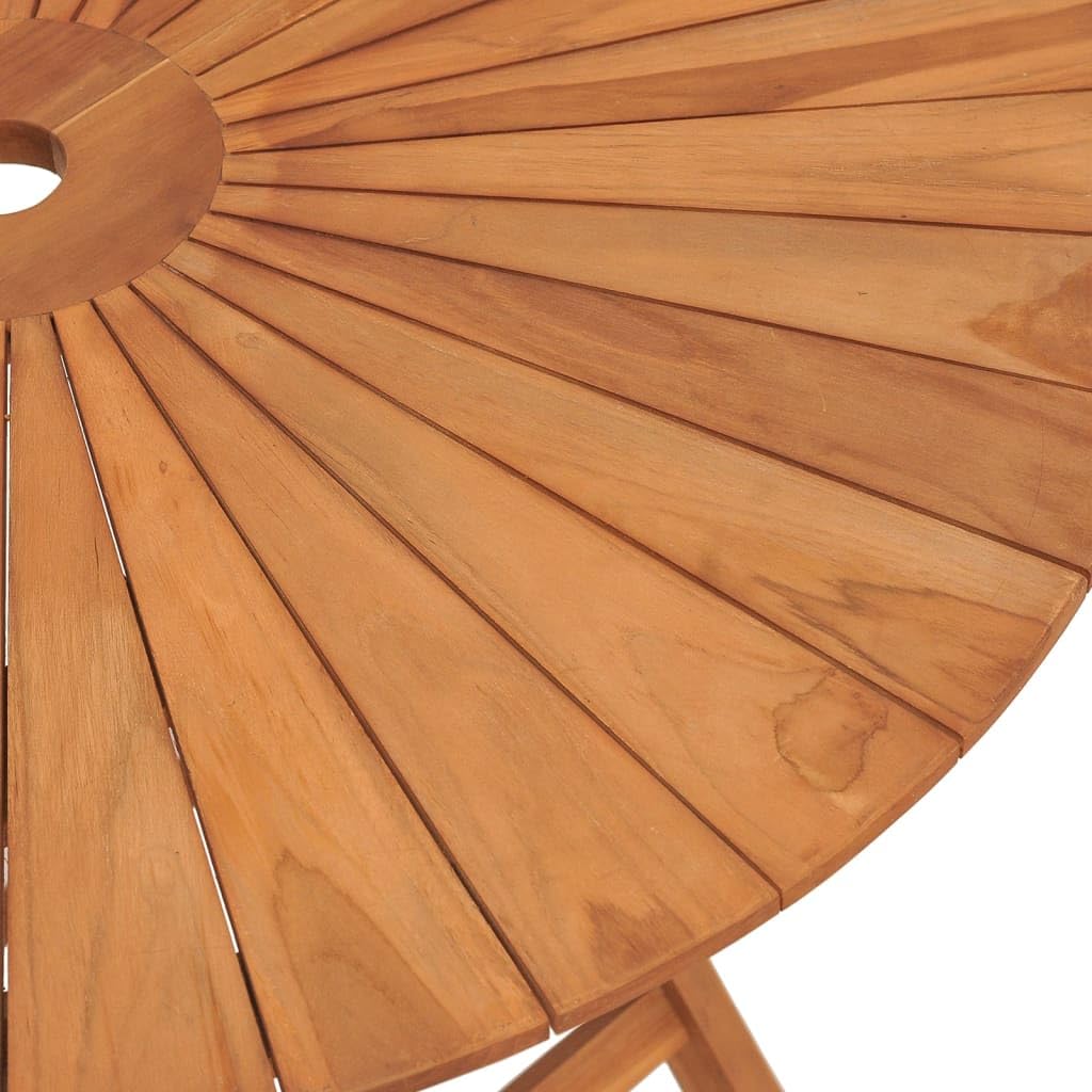 GROSERY Folding Patio Table ? 33.5""x29.5"" Solid Wood Teak,Teak Wood Patio Table, Foldable Outdoor Dining Table with Umbrella Hole for Garden, Balcony, and Commercial Use, Brown
