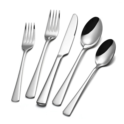 KINGSTONE 18/10 Stainless Steel Flatware, 20-Piece Forged Silverware Set for 4, Mirror Polished Cutlery Set Dishwaher Safe for Home, Restaurant, Wedding, Party