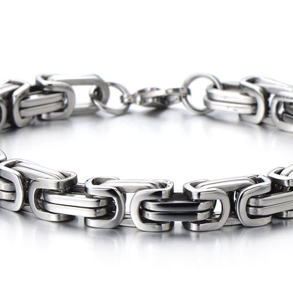 COOLSTEELANDBEYOND Masculine Style Stainless Steel Braid Link Bracelet for Men Silver Color Polished