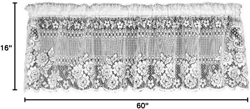 Heritage Lace Victorian Rose Valance, 60-Inch Wide by 16-Inch Drop, Ecru