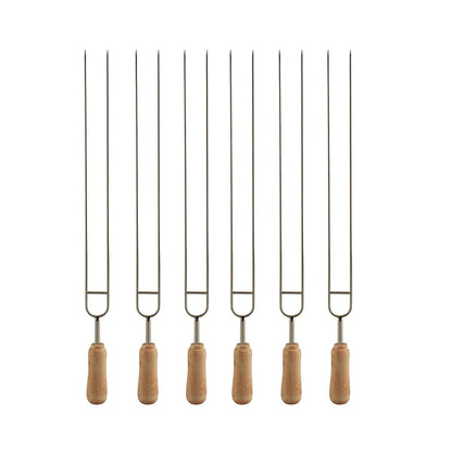 IMEEA Double Pronged Skewers for Grilling Stainless Steel Kabobs Barbecue Skewers with Wooden Handle 15.3-Inch